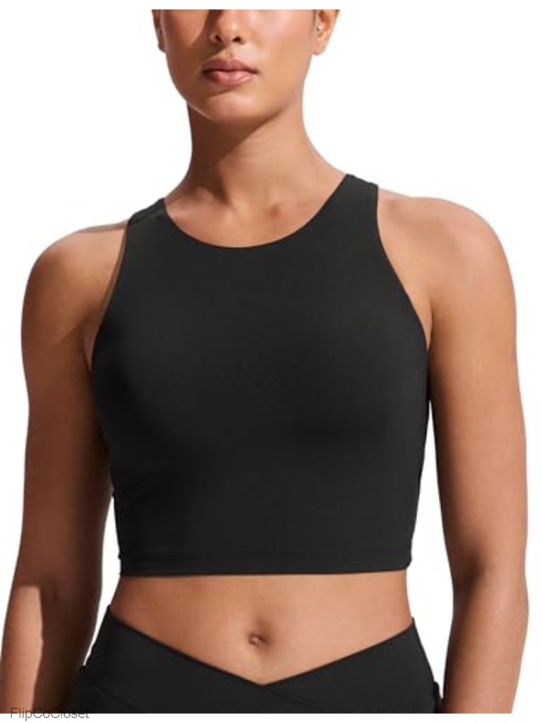 Racerback Crop Bikini Top Swim Bathing Suit Tank With Built-In Pads